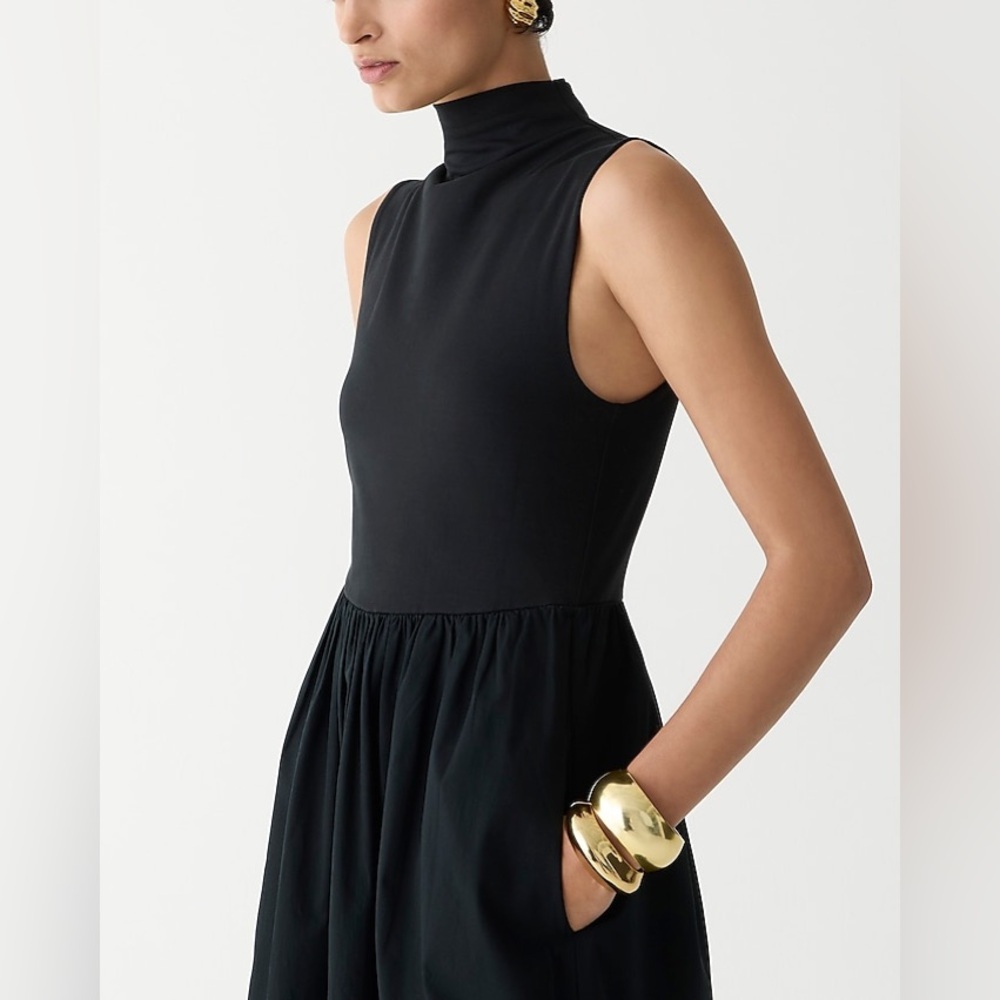 NWT J. Crew Fitted knit mockneck dress with poplin skirt - Picture 2 of 11